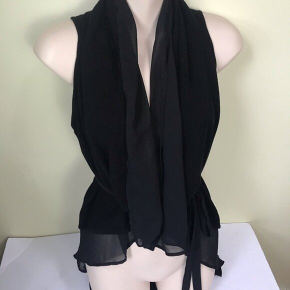 GUESS NEW Knit Sheer Lightweight Drapey Cardigan Sweater Vest Open Knit Top Goth - Picture 2 of 16